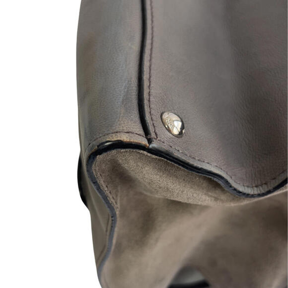 Prada Two-Way City Double Zip Tote Bag Gray Suede&Calf Leather Detachable Strap - Picture 8 of 16